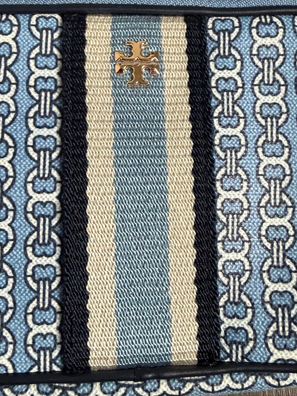 Tory Burch Gemini Link Wallet Jacquard Zip Around Clutch Blue Color - Picture 4 of 7